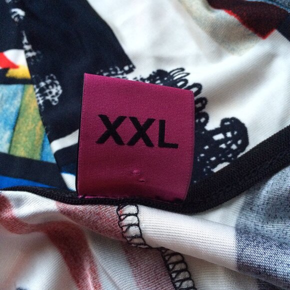 Save the Queen Womens Top T-Shirt 2XL Multicolor Pattern Heart Cap Sleeve - Picture 9 of 11